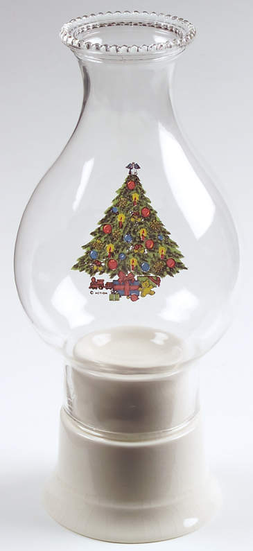 Christmas Hurricane Lamp & Globe by Carlton (Japan)-1