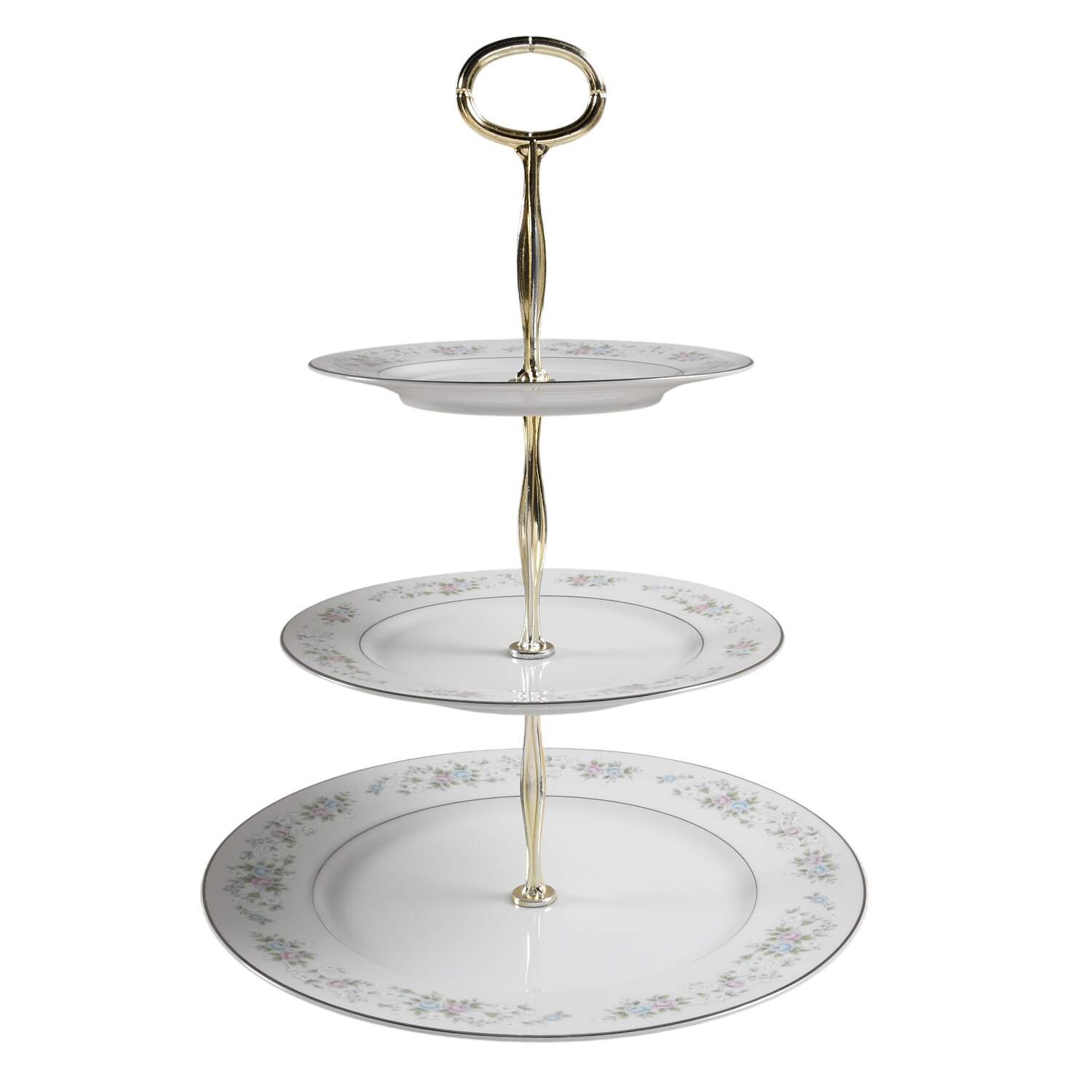 Corsage 13 7/8"-14 1/4" 3-Tiered Serving Tray(DP,SP,BB) HC by Carlton (Japan)-1
