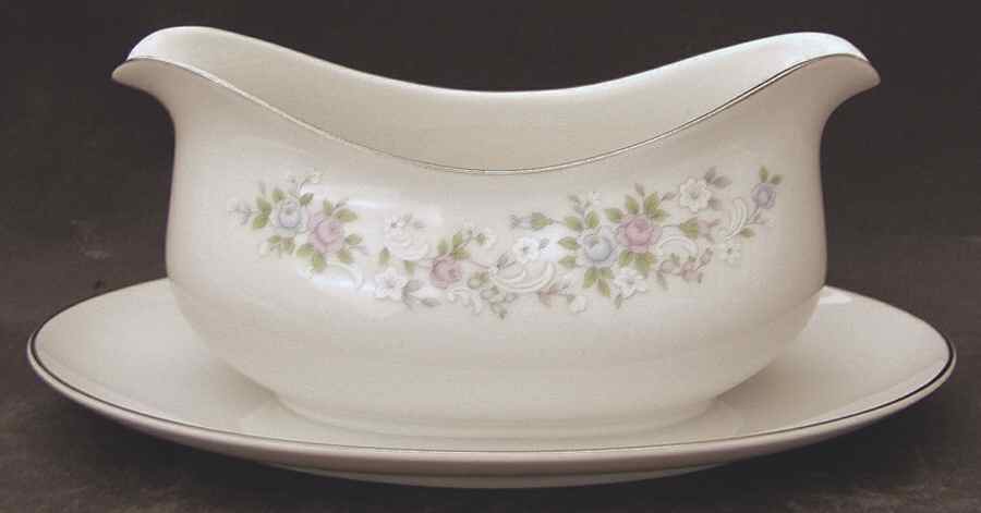 Corsage Gravy Boat with Attached Underplate by Carlton (Japan)-1