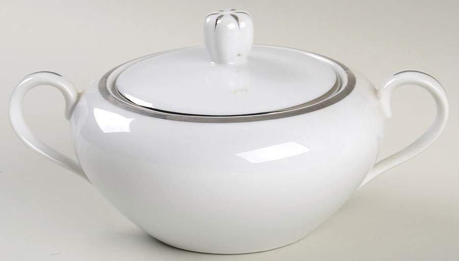 Futura White Sugar Bowl & Lid by Carlton (Japan)-1