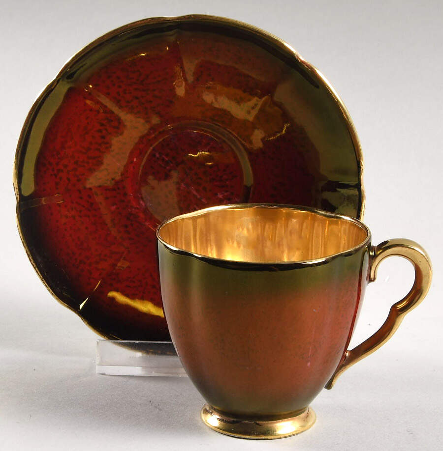 Rouge Royale Footed Demitasse Cup & Saucer Set by Carlton Ware (England)-1