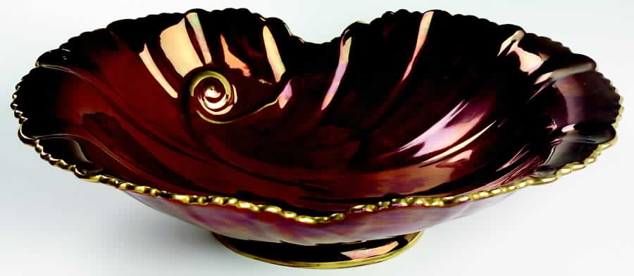 Rouge Royale 11" Oval Scalloped Bowl by Carlton Ware (England)-1