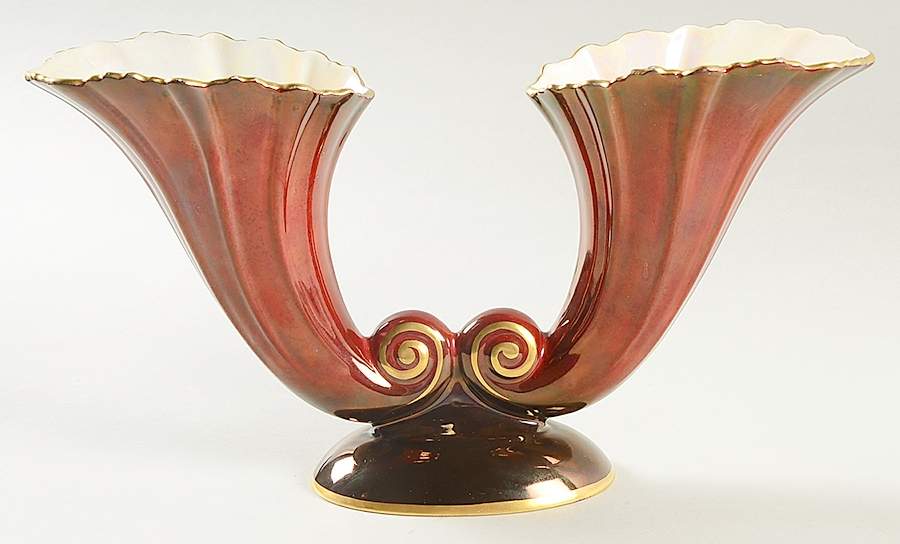 Rouge Royale 6" Double Vase by Carlton Ware (England)-1