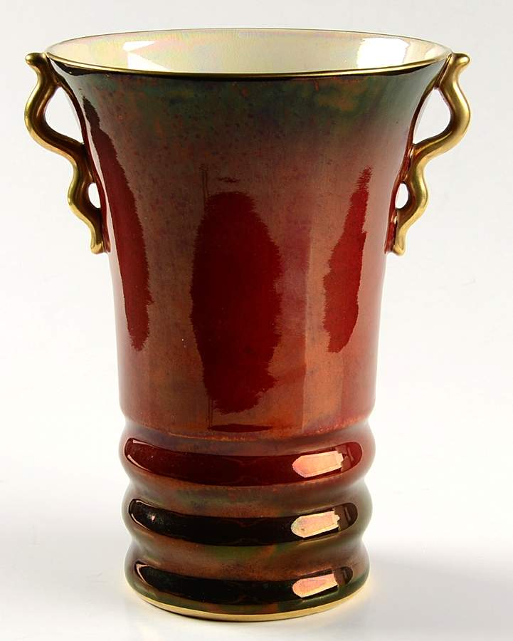 Rouge Royale 7" Handled Vase by Carlton Ware (England)-1