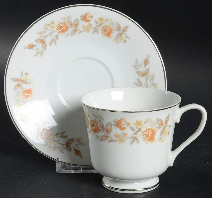 Rosealyn Footed Cup & Saucer Set by Carlton (Japan)-1