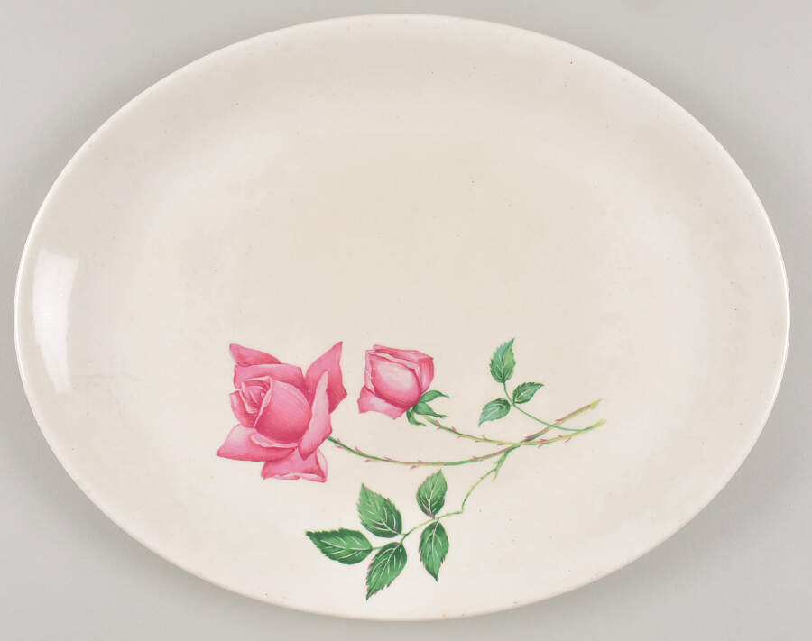 Bermuda Rose (No Trim) 13" Oval Serving Platter by Canonsburg-1
