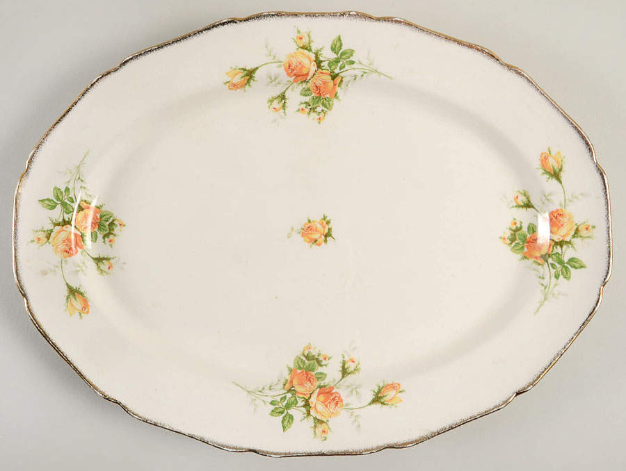 Yellow T Rose 15" Oval Serving Platter by Canonsburg-1