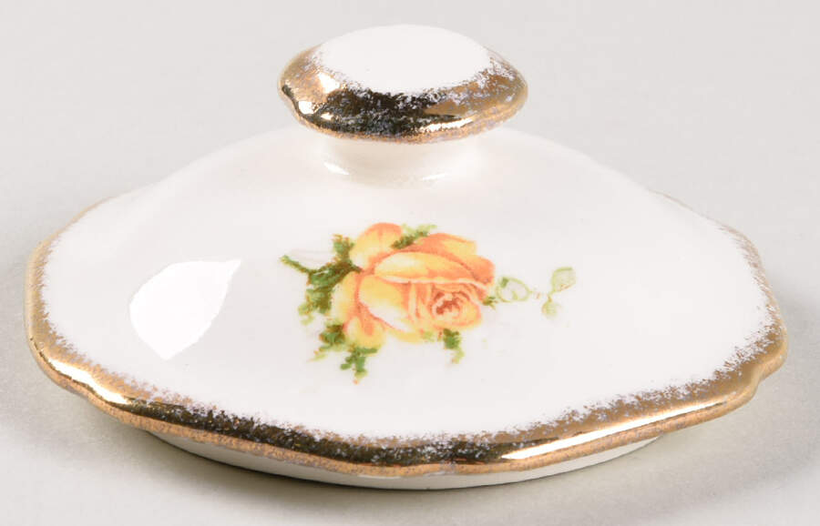 Yellow T Rose Lid for Sugar Bowl by Canonsburg-1