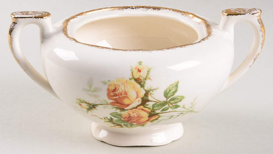 Yellow T Rose Sugar Bowl No Lid by Canonsburg-1