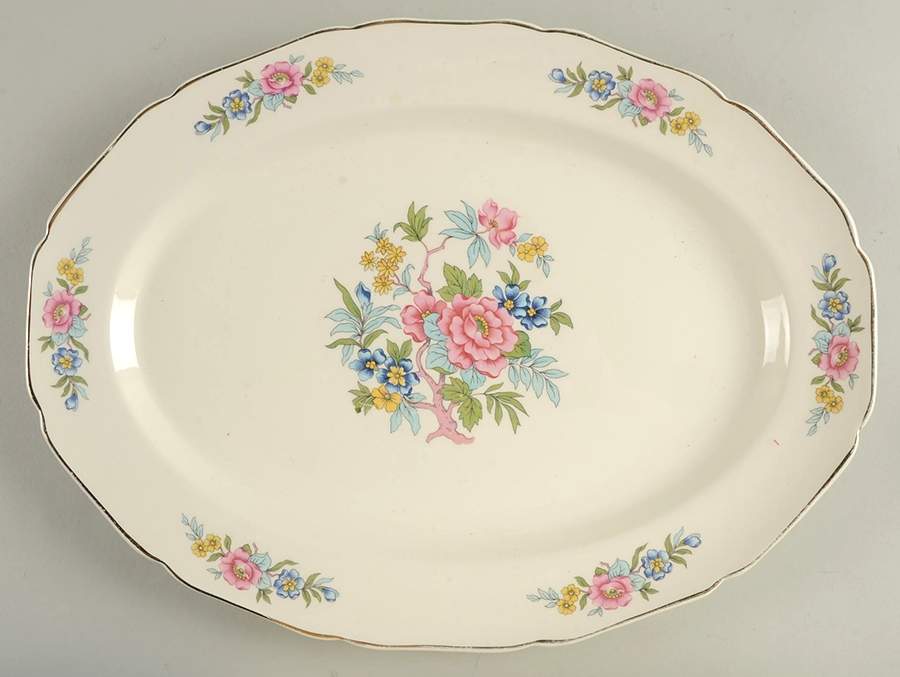 Indian Rose 15" Oval Serving Platter by Canonsburg-1