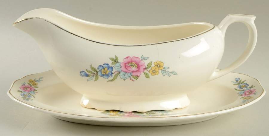 Indian Rose Gravy Boat & Underplate/Relish by Canonsburg-1