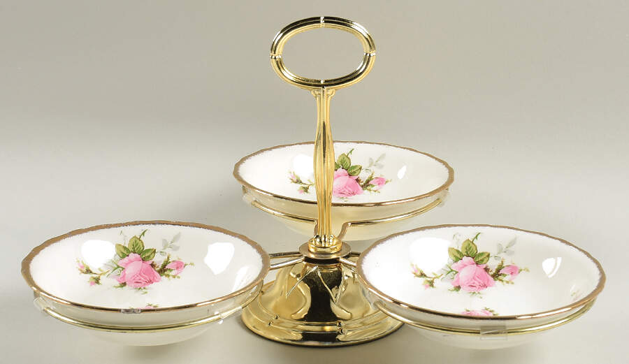 Modern Priscilla 7" x 12" 3-Part Relish & Metal Stand (FR) HC by Canonsburg-1