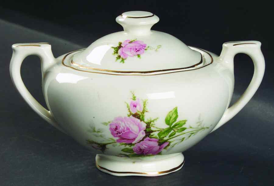 Moss Rose (Solid Gold Trim) Sugar Bowl & Lid by Canonsburg-1
