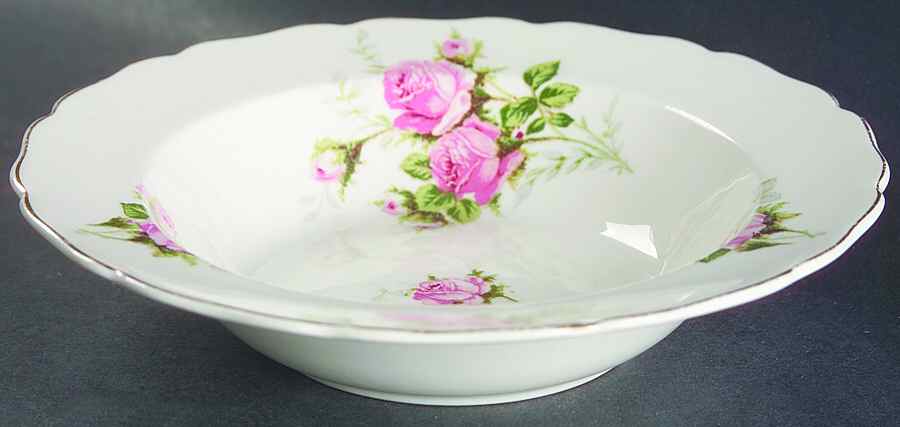 Moss Rose (Solid Gold Trim) Rim Soup Bowl by Canonsburg-1