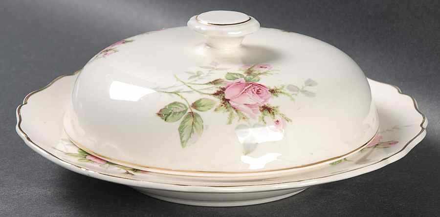 Moss Rose (Solid Gold Trim) Round Covered Butter by Canonsburg-1
