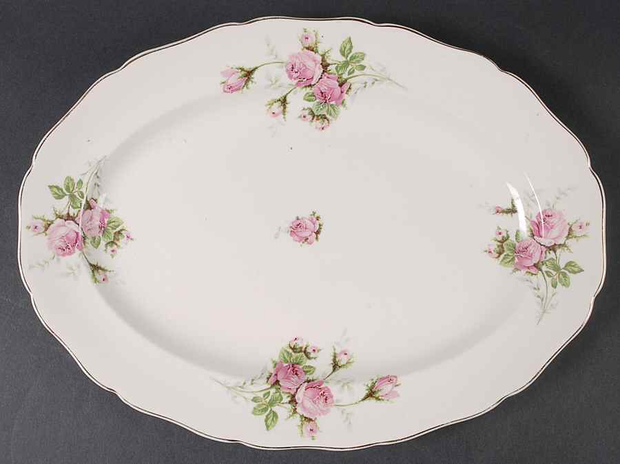 Moss Rose (Solid Gold Trim) 13" Oval Serving Platter by Canonsburg-1