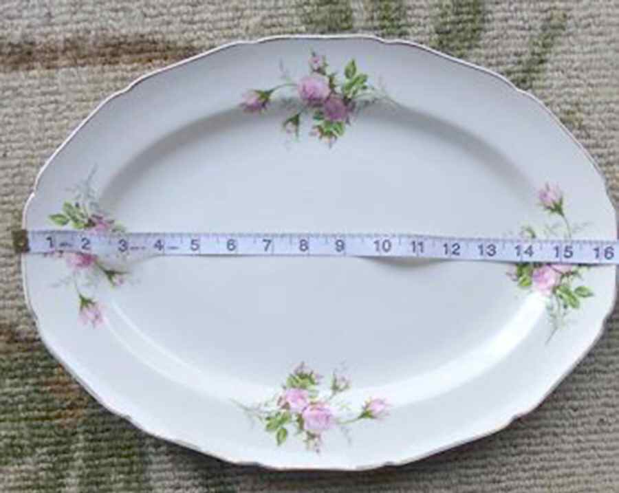Moss Rose (Solid Gold Trim) 16" Oval Serving Platter by Canonsburg-1