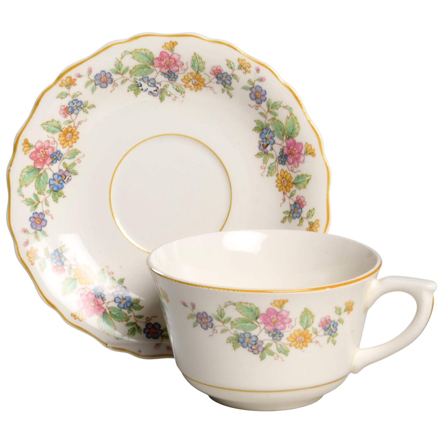Patricia (Mustard Trim) Flat Cup & Saucer Set by Canonsburg-1