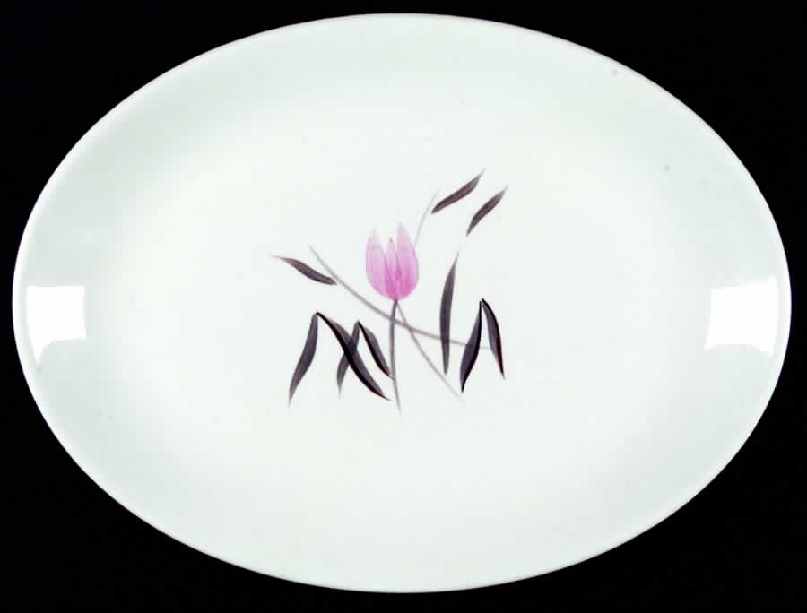 Pink Posie 11" Oval Serving Platter by Canonsburg-1