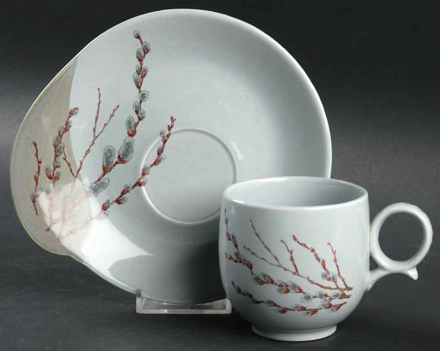 Pussy Willow Flat Cup & Saucer Set by Canonsburg-1