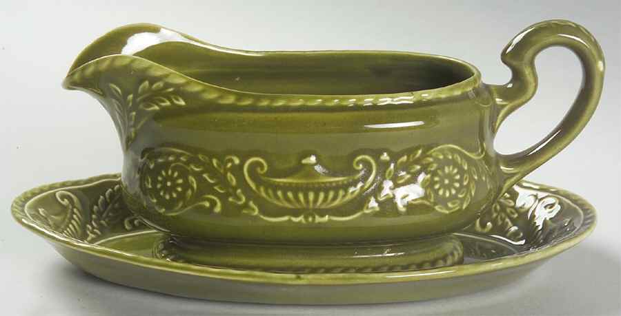 Regency Green Gravy Boat & Underplate by Canonsburg-1