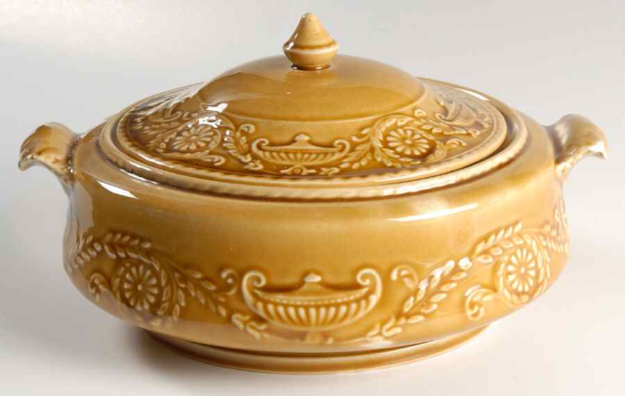 Regency Yellow Gold Round Covered Vegetable by Canonsburg-1