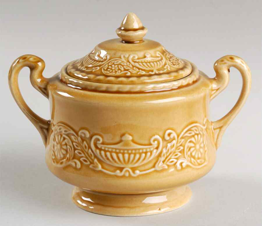 Regency Yellow Gold Sugar Bowl & Lid by Canonsburg-1