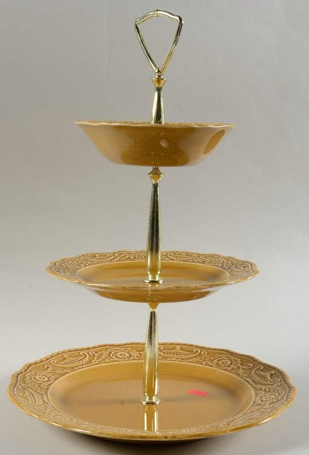 Regency Yellow Gold 3-Tiered Serving Tray (DP, SP, FR) by Canonsburg-1