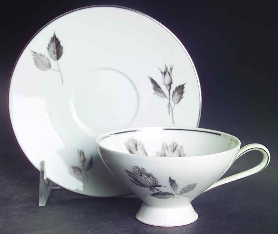 Silhouette Rose Footed Cup & Saucer Set by Cathedral-1