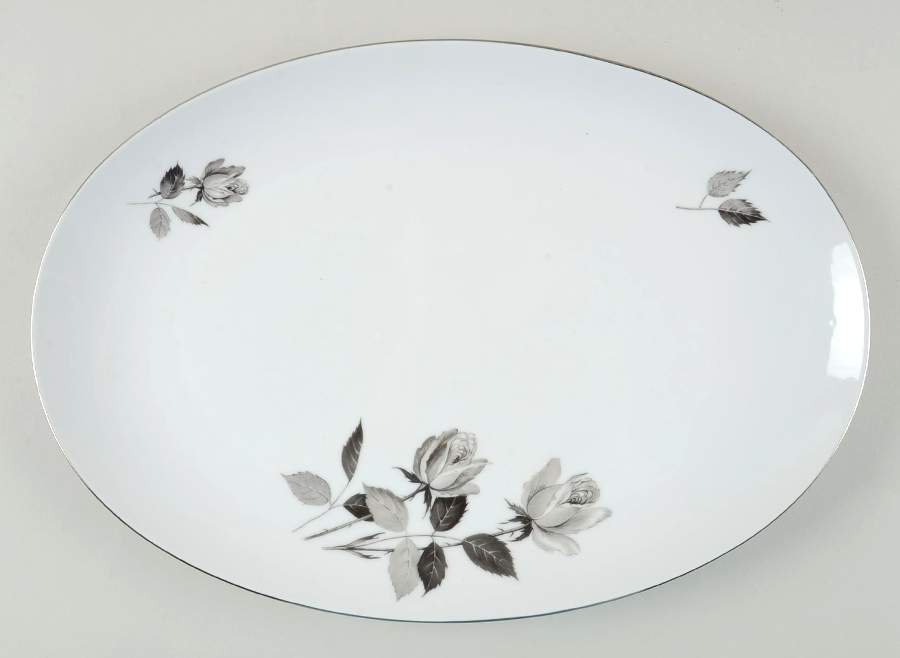 Silhouette Rose 13" Oval Serving Platter by Cathedral-1