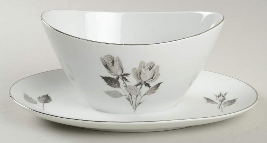 Silhouette Rose Gravy Boat with Attached Underplate by Cathedral-1