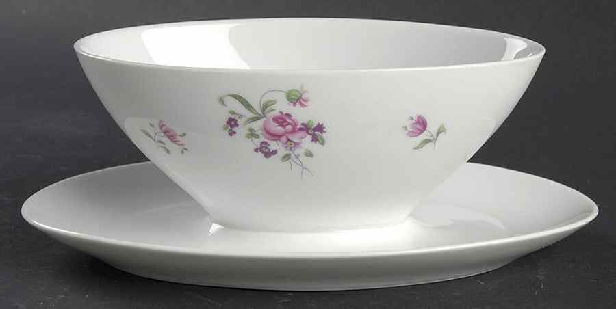Wild Rose Gravy Boat with Attached Underplate by Crown Bavaria-1
