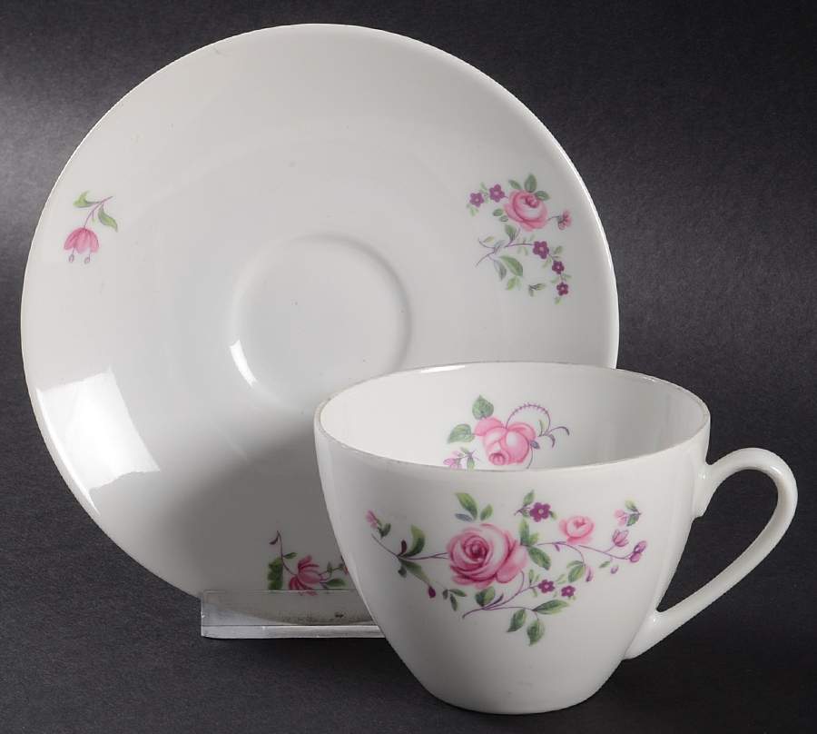 Wild Rose Flat Cup & Saucer Set by Crown Bavaria-1