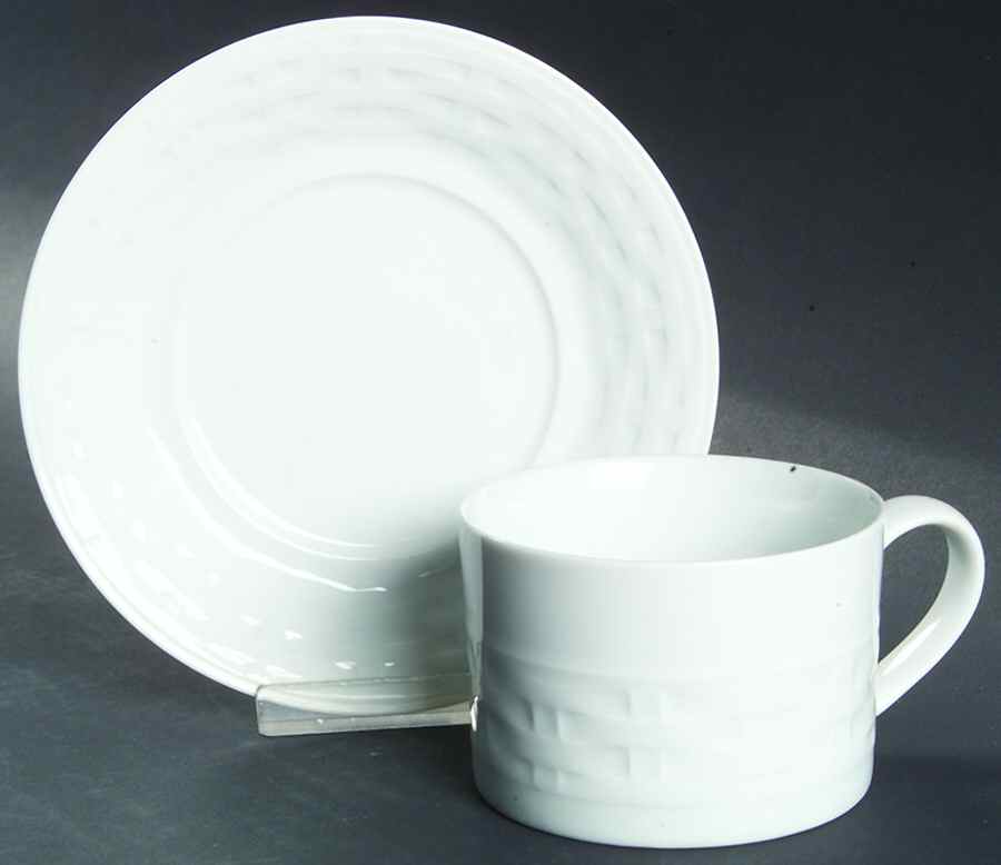 Basketweave Flat Cup & Saucer Set by Crate & Barrel-1