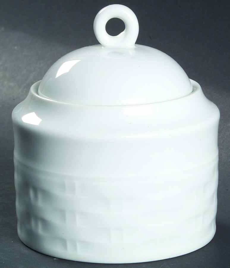 Basketweave Sugar Bowl & Lid by Crate & Barrel-1