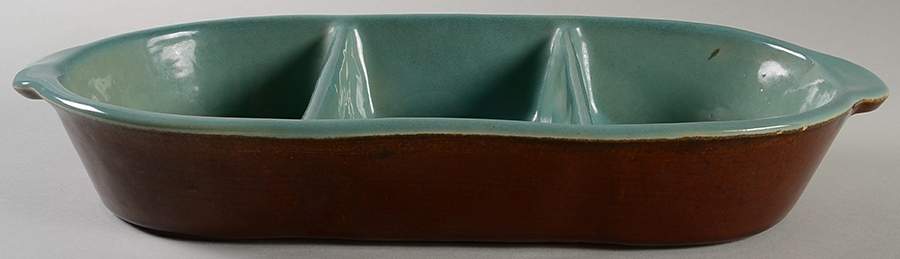 Country Fare (Ribbed Back, Unglazed Ring) 3 Part Oblong Divided Server by Carbone-1