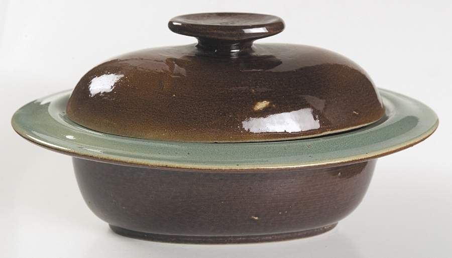 Country Fare (Ribbed Back, Unglazed Ring) Oval Covered Butter by Carbone-1