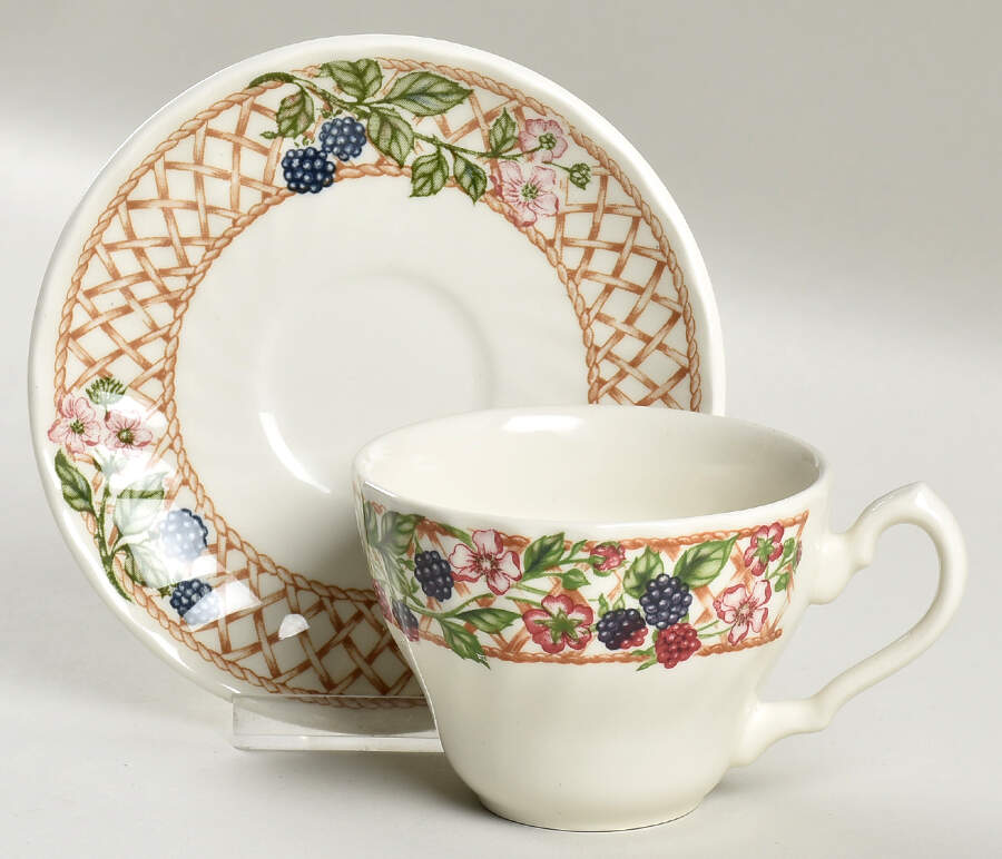 Blackberry Trellis Flat Cup & Saucer Set by Churchill-1