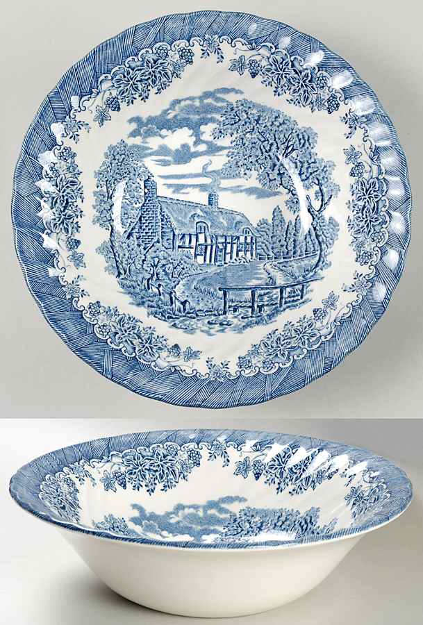 The Brook Blue (Made in England) 9" Round Vegetable Bowl by Churchill-1