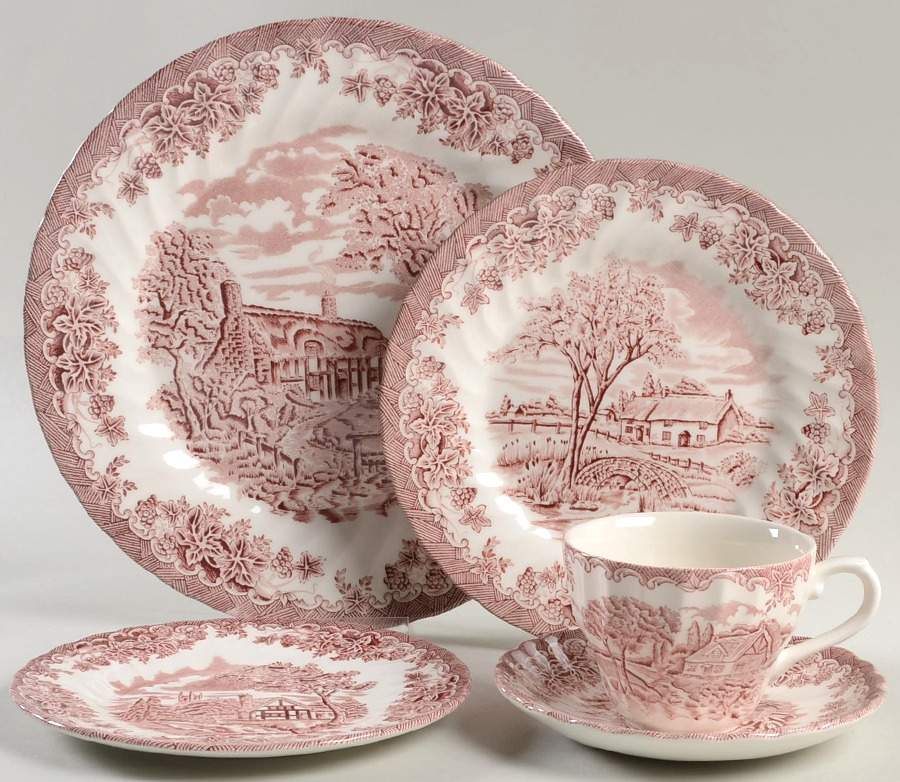 The Brook Pink (Made in England) 5 Piece Place Setting by Churchill-1