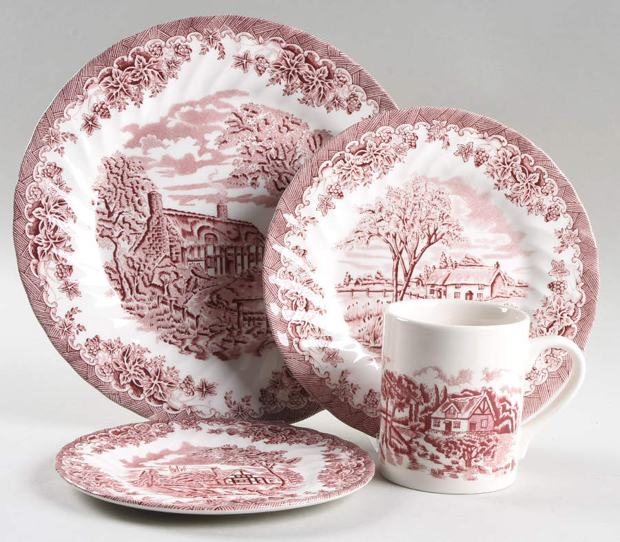 The Brook Pink (Made in England) 4 Piece Place Setting by Churchill-1