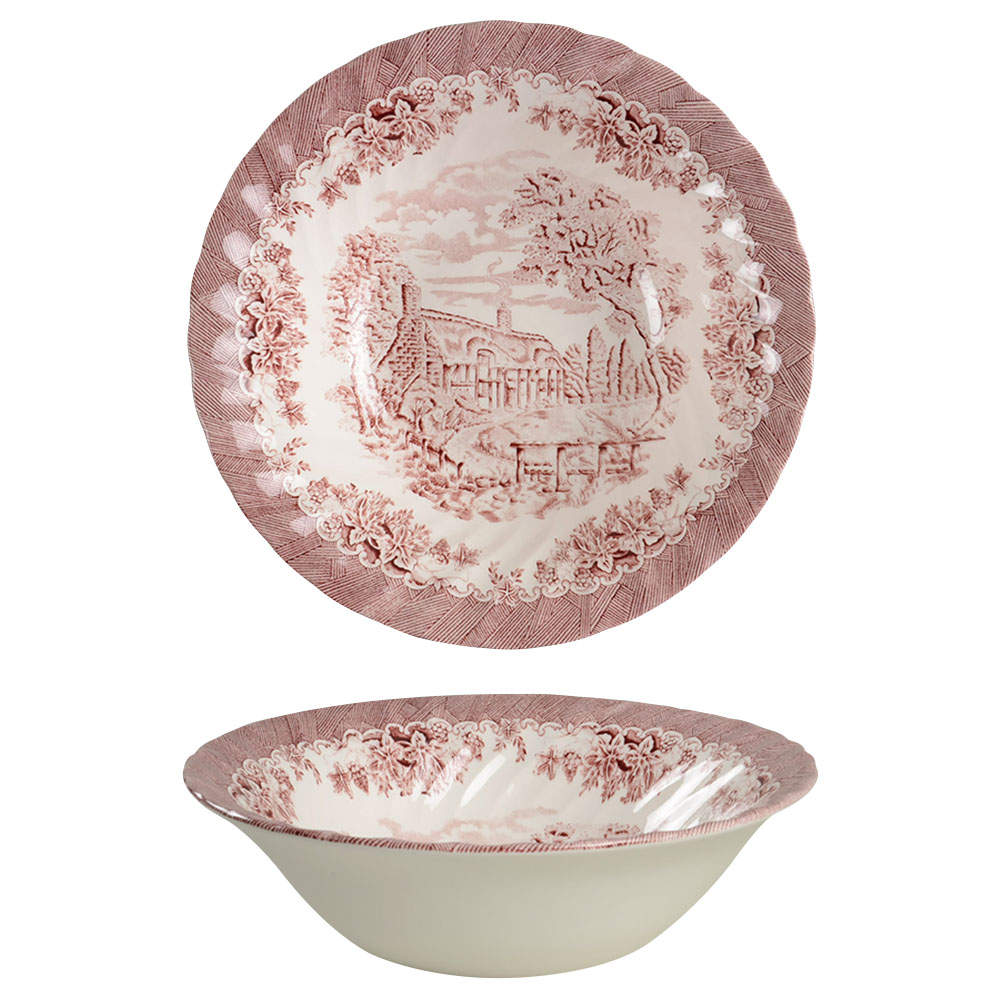 The Brook Pink (Made in England) 9" Round Vegetable Bowl by Churchill-1