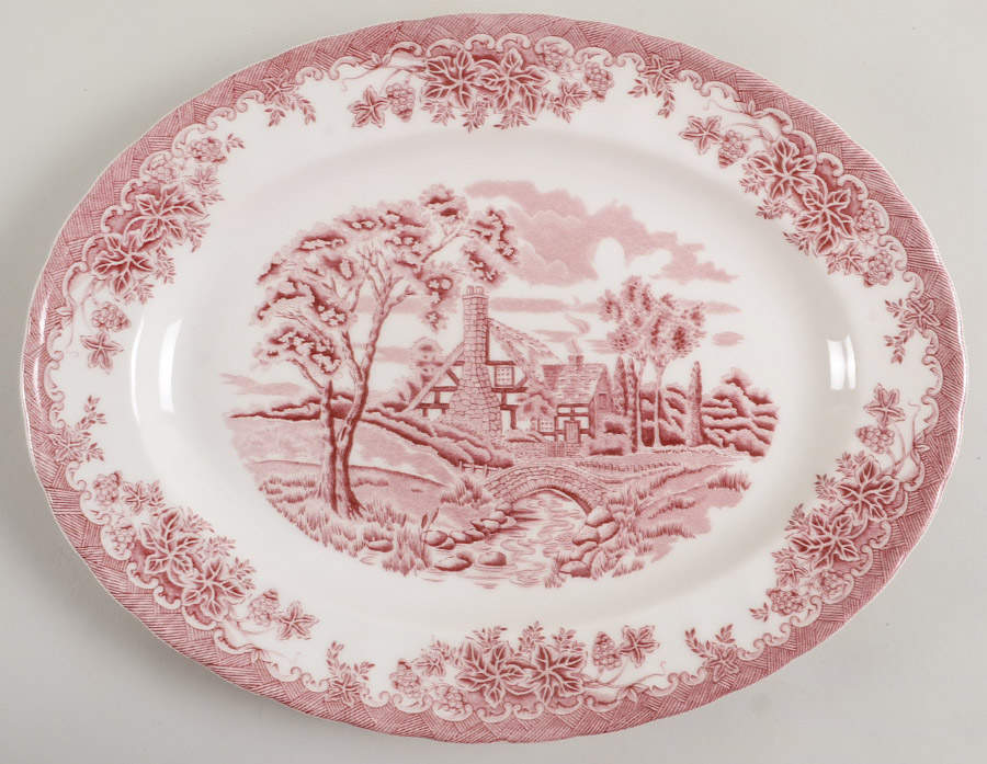 The Brook Pink (Made in England) 13" Oval Serving Platter by Churchill-1