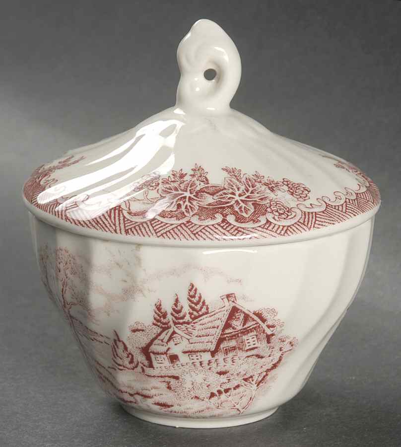 The Brook Pink (Made in England) Sugar Bowl & Lid (Uses the Open Sugar As Base) by Churchill-1