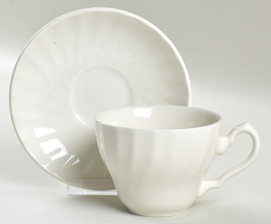 Chelsea White (England) Flat Cup & Saucer Set by Churchill-1