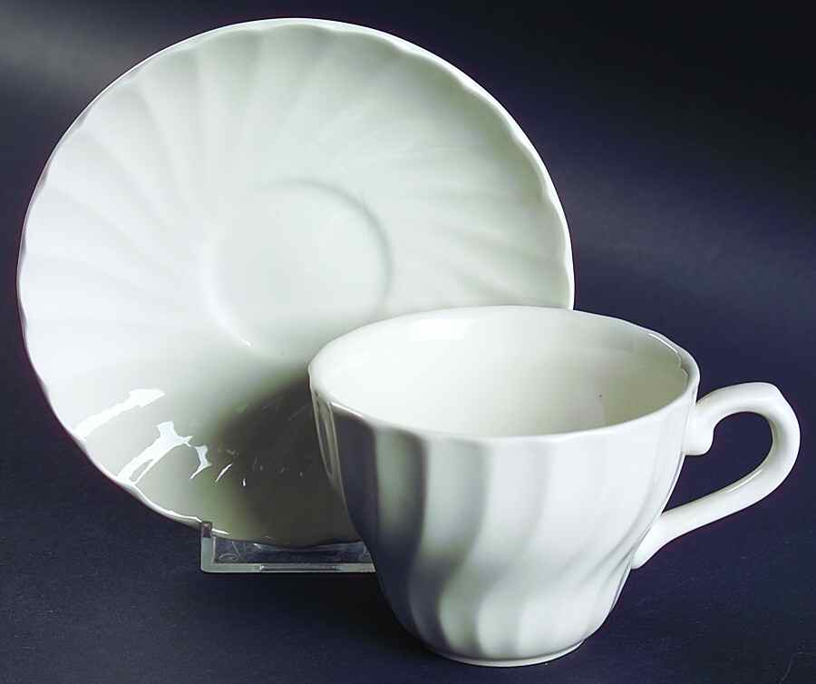Chelsea White (England) Flat Cup & Saucer Set by Churchill-1