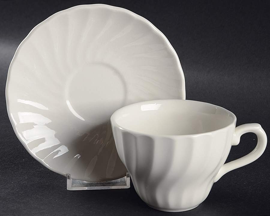 Chelsea White (England) Flat Cup & Saucer Set by Churchill-1