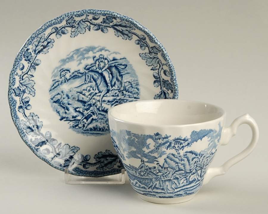 Country Life Blue Flat Cup & Saucer Set by Churchill-1