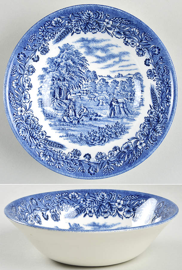 Currier & Ives Blue Coupe Cereal Bowl by Churchill-1