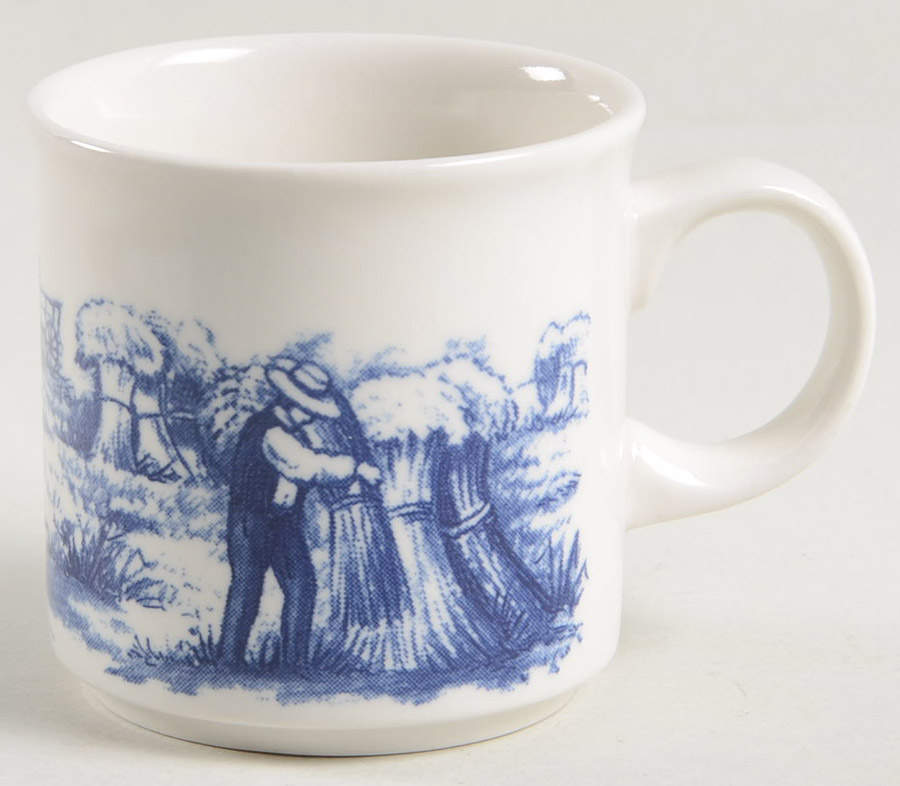 Currier & Ives Blue Flat Demitasse Cup by Churchill-1